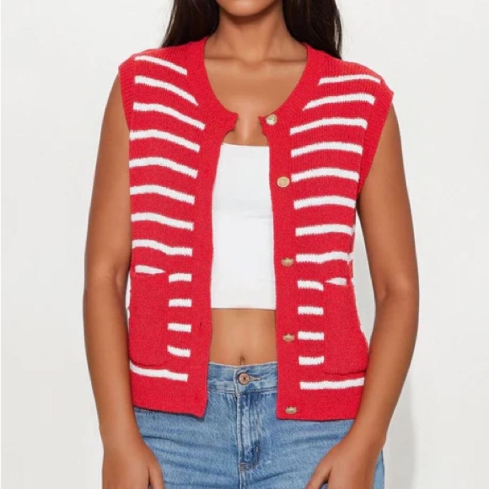 Striped Women's Sweater Vest - Picture 2 of 4